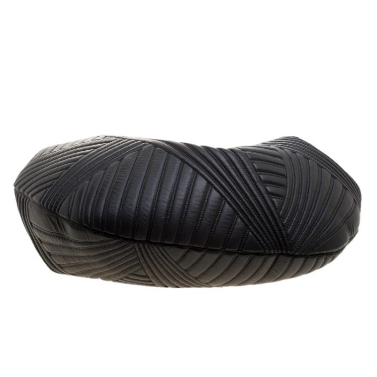 Pre Owned Valentino Black Leather Braided Stitch Hobo