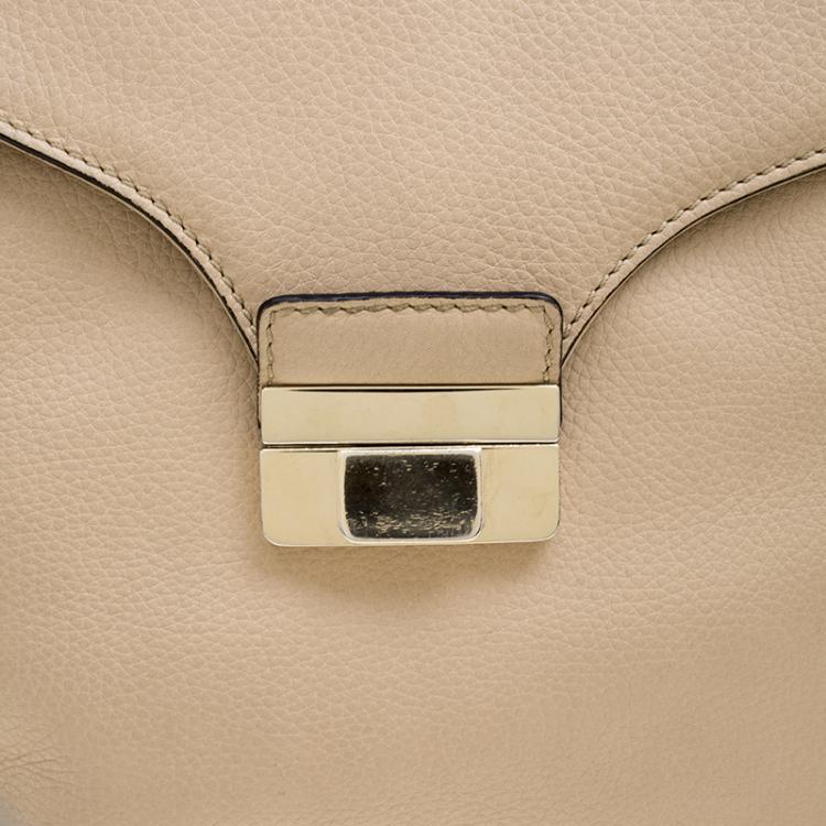 Pre Owned Valentino Beige Smooth Leather Flap Bag 