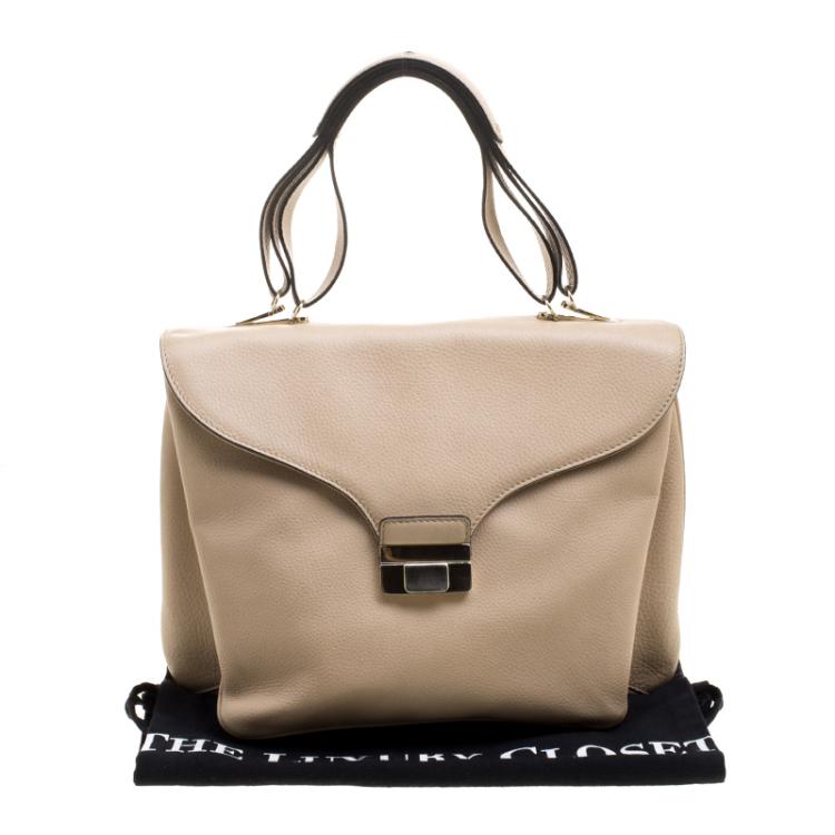 Pre Owned Valentino Beige Smooth Leather Flap Bag 