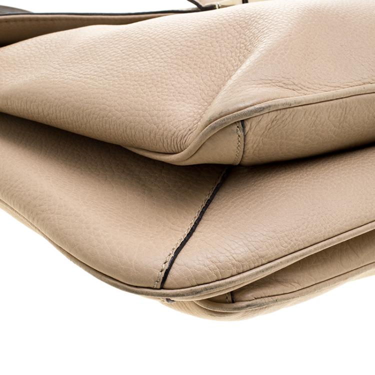Pre Owned Valentino Beige Smooth Leather Flap Bag 