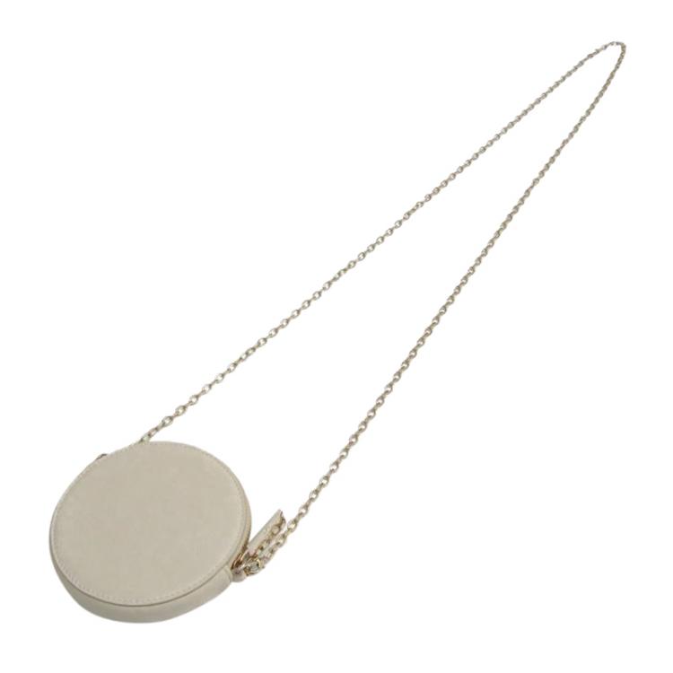 Pre Owned Valentino Light Grey Floral Leather Chain Coin Purse