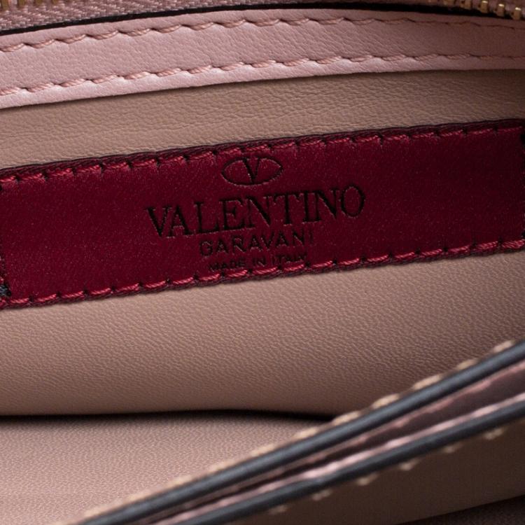 Pre Owned Valentino Blush Pink Leather Rockstud Wristlet Clutch