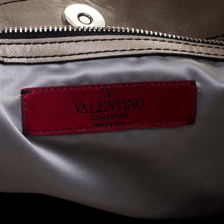 Pre Owned Valentino Beige Leather Pearl Embellished Hobo
