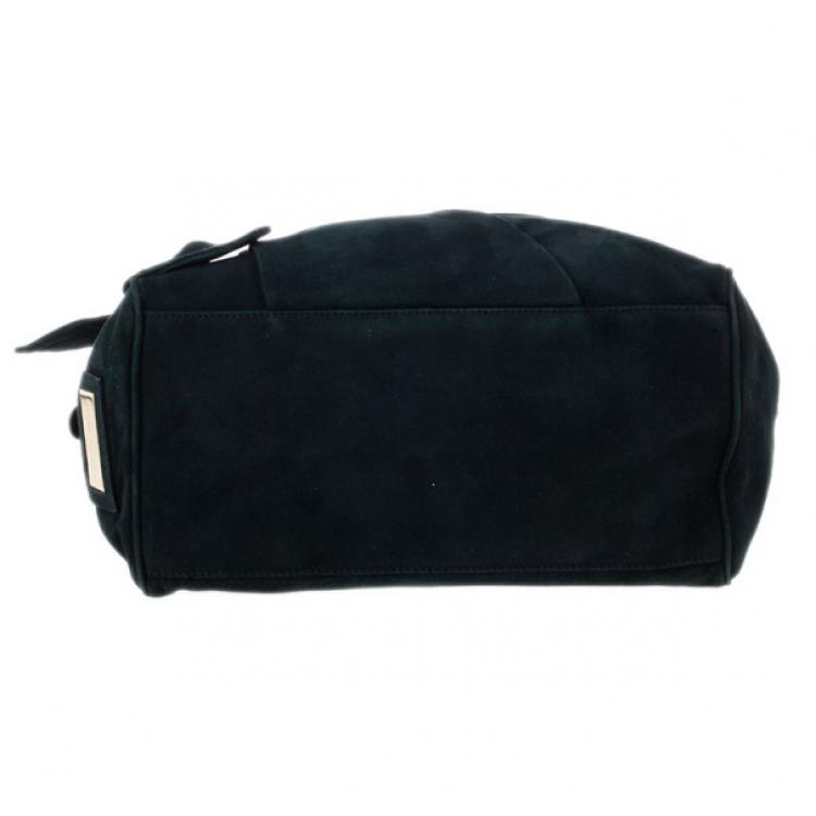 Pre Owned Valentino Green Suede Leather Bow Boston Bag