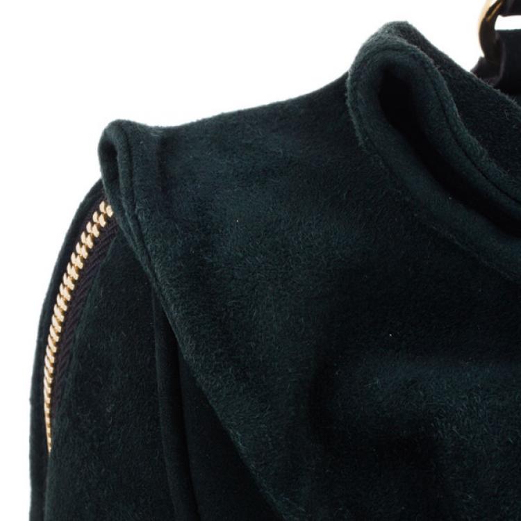 Pre Owned Valentino Green Suede Leather Bow Boston Bag