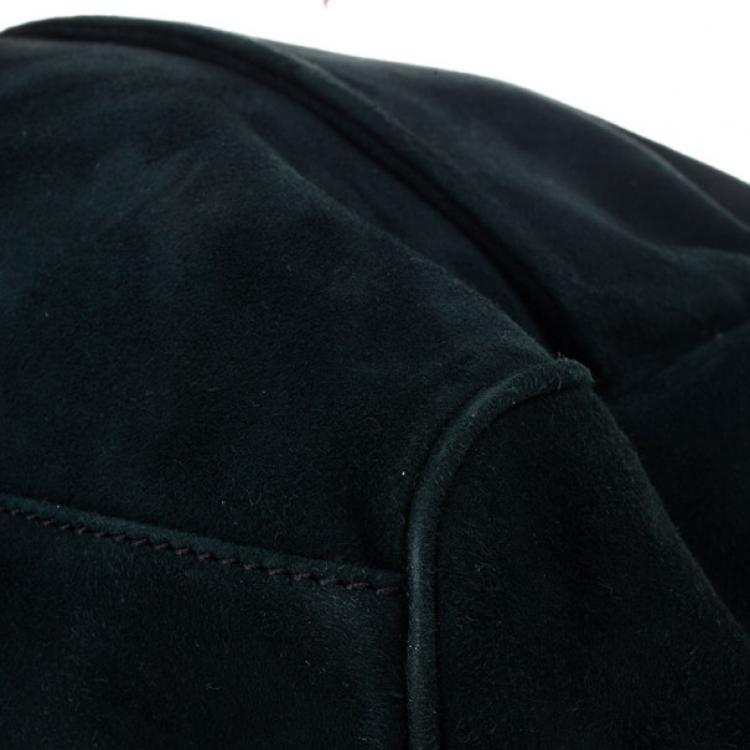 Pre Owned Valentino Green Suede Leather Bow Boston Bag