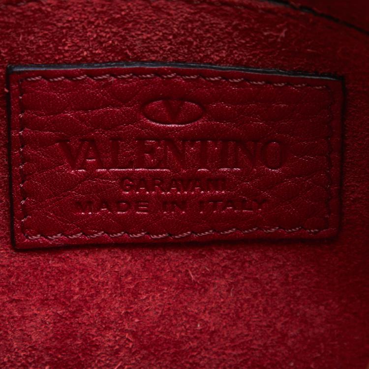 Pre Owned Valentino Red Leather C-Rockee Fringe Clutch