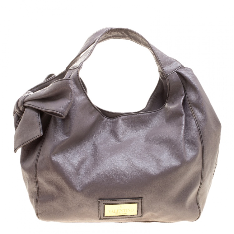 مملوكة مسبقًا Valentino Lilac Leather Small Bow Hobo