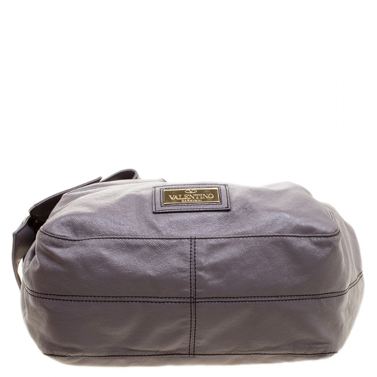 مملوكة مسبقًا Valentino Lilac Leather Small Bow Hobo