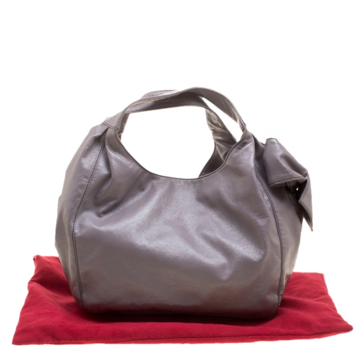 مملوكة مسبقًا Valentino Lilac Leather Small Bow Hobo