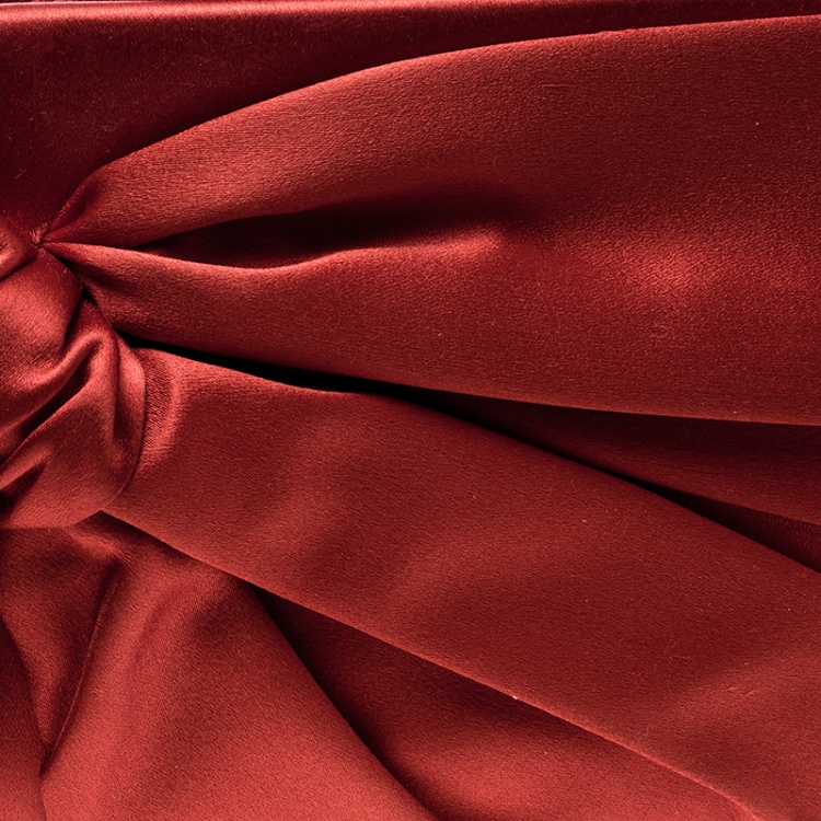 Pre Owned Valentino Red Satin Bow Clutch