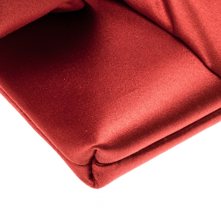 Pre Owned Valentino Red Satin Bow Clutch
