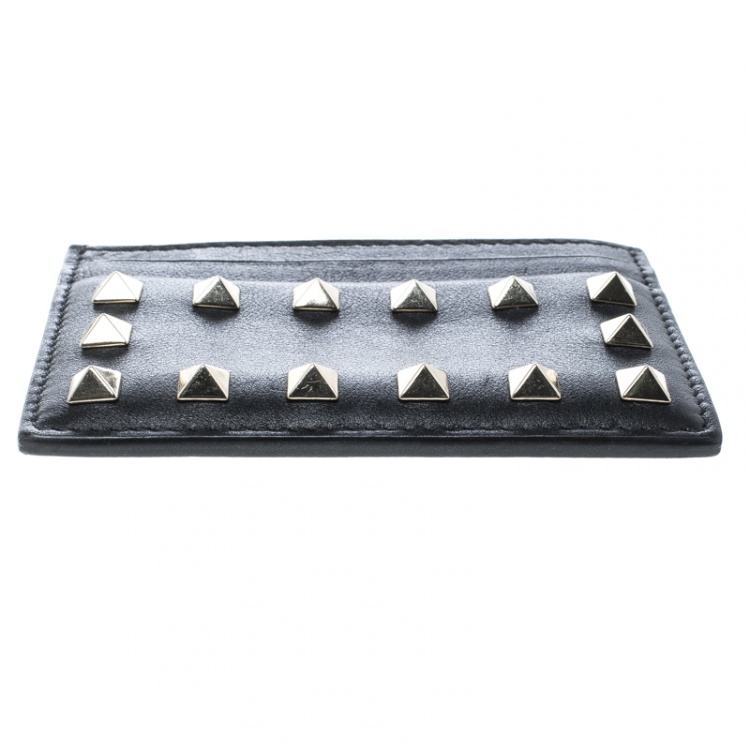 Pre Owned Valentino Black Leather Rockstud Card Holder
