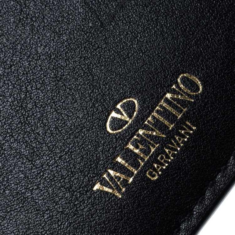 Pre Owned Valentino Black Leather Rockstud Card Holder