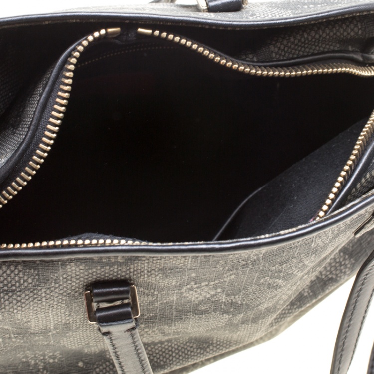 Pre Owned Valentino Grey Lace Print Coated Canvas Satchel