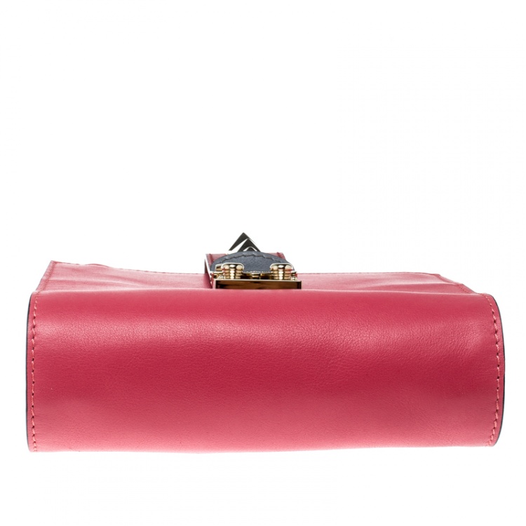 Pre Owned Valentino Pink/Green Leather Chain Clutch