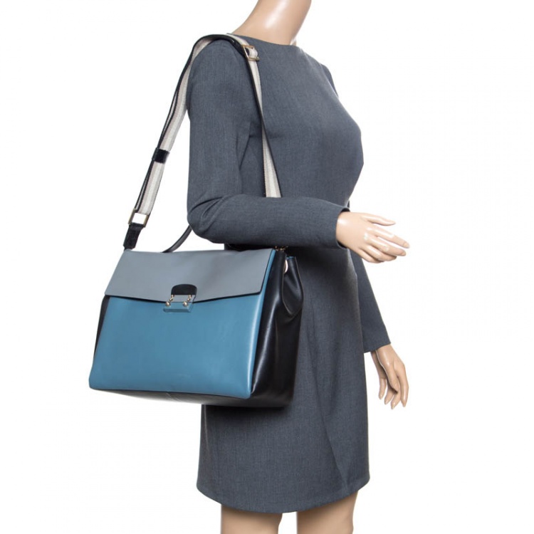 Pre Owned Valentino Multicolor Leather Mime Top Handle Bag