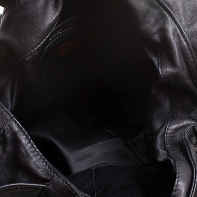 Pre Owned Valentino Black Smooth Leather Petale Hobo