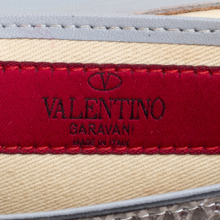 Pre Owned Valentino Grey Python Bow Clutch 