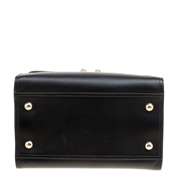 Pre Owned Valentino Black Leather Rockstud Cabana Top Handle Bag