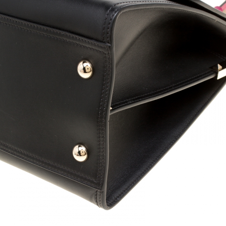 Pre Owned Valentino Black Leather Rockstud Cabana Top Handle Bag