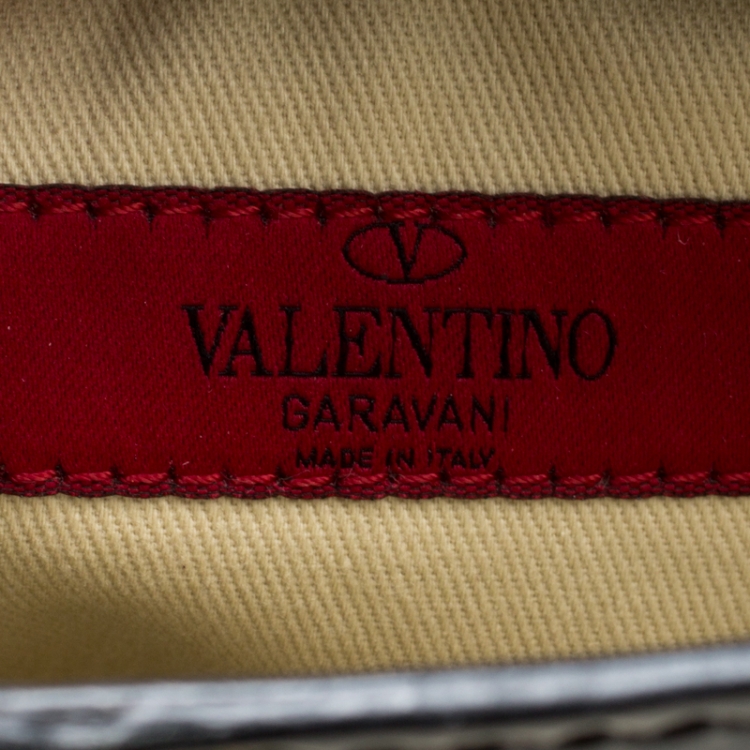 Pre Owned Valentino Black/Beige Python Print Raffia and Patent Leather Aphrodite Bow Bag
