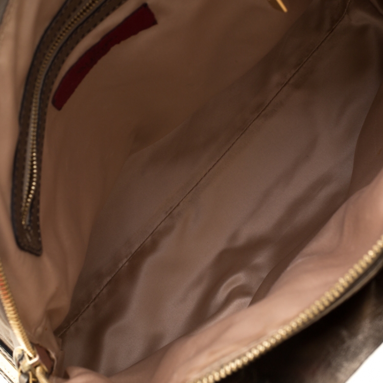 Pre Owned Valentino Metallic Patent Leather Petale Rose Top Handle Bag