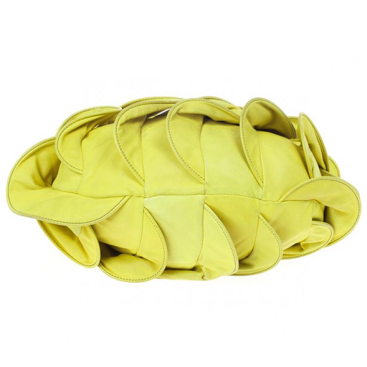 Pre Owned Valentino Yellow Nappa Rouches Hobo