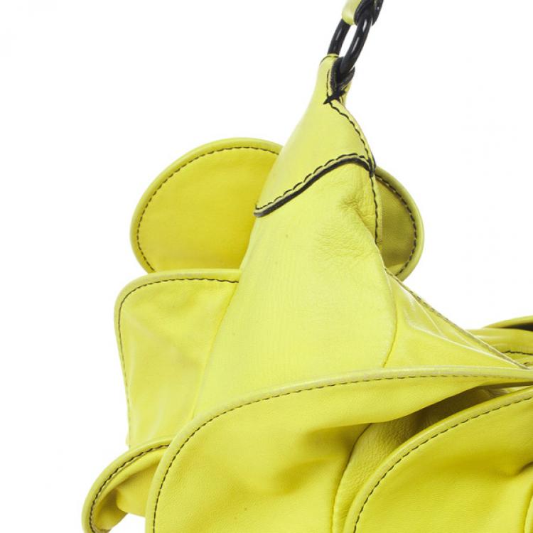 Pre Owned Valentino Yellow Nappa Rouches Hobo