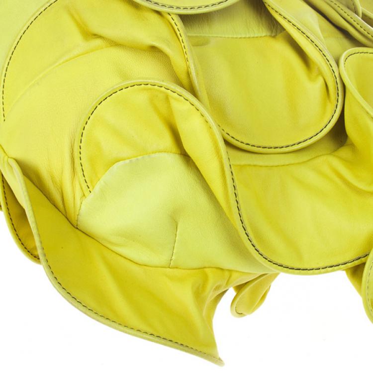 Pre Owned Valentino Yellow Nappa Rouches Hobo