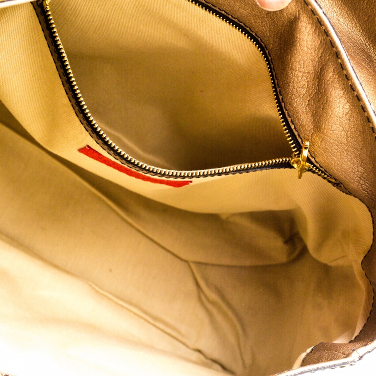 Pre Owned Valentino Metallic Yellow Patent Leather Histoire Satchel