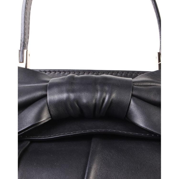 Pre Owned  Valentino Black Leather Big Bow Tote Bag