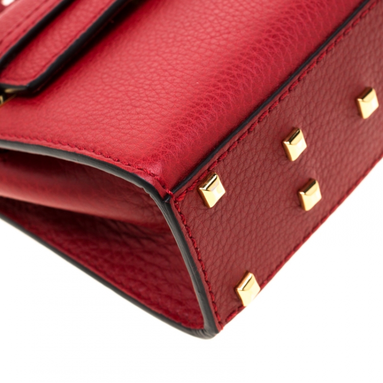 Pre Owned Valentino Red Leather Mini My Rockstud Croosbody Bag