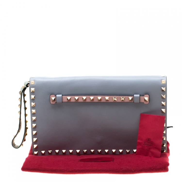 Pre Owned Valentino Multicolor Leather Rockstud Wristlet Clutch