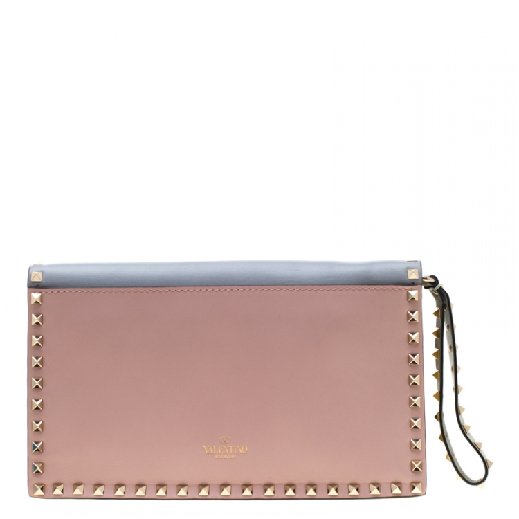 Pre Owned Valentino Multicolor Leather Rockstud Wristlet Clutch