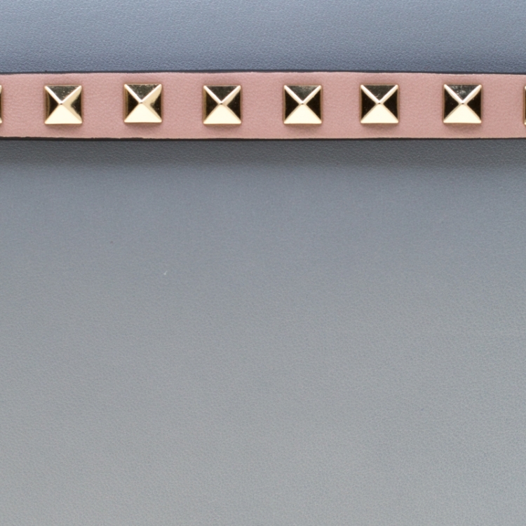 Pre Owned Valentino Tricolor Leather Rockstud Wristlet Clutch 