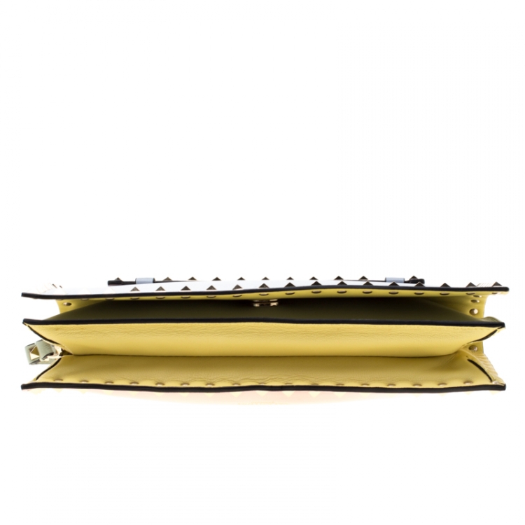 Pre Owned Valentino Tricolor Leather Rockstud Wristlet Clutch 
