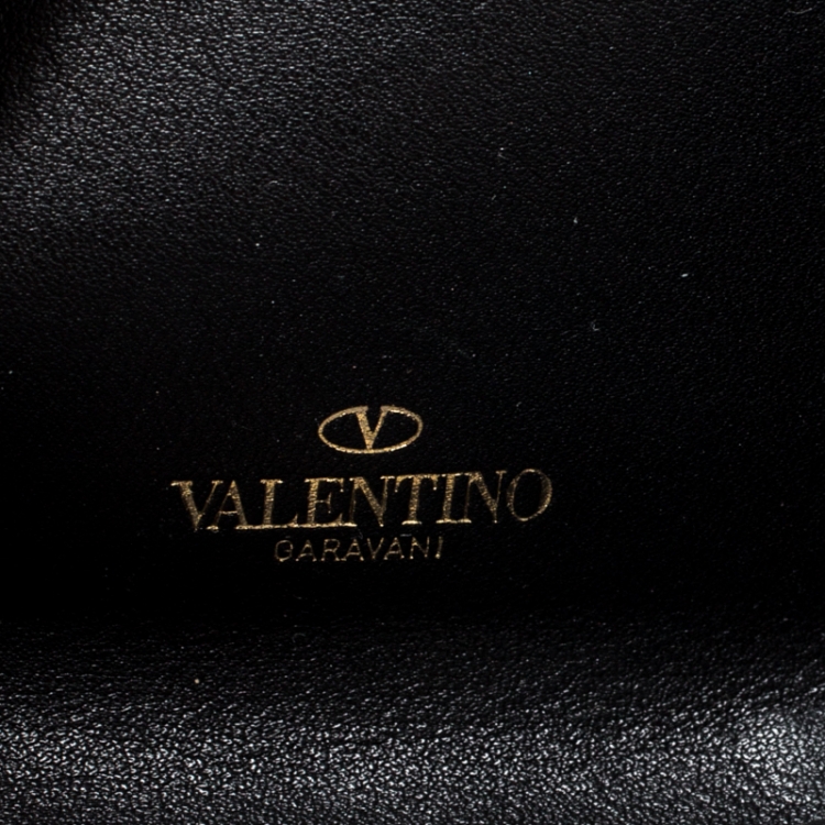 Pre Owned Valentino Black Leather Rockstud Coin Purse