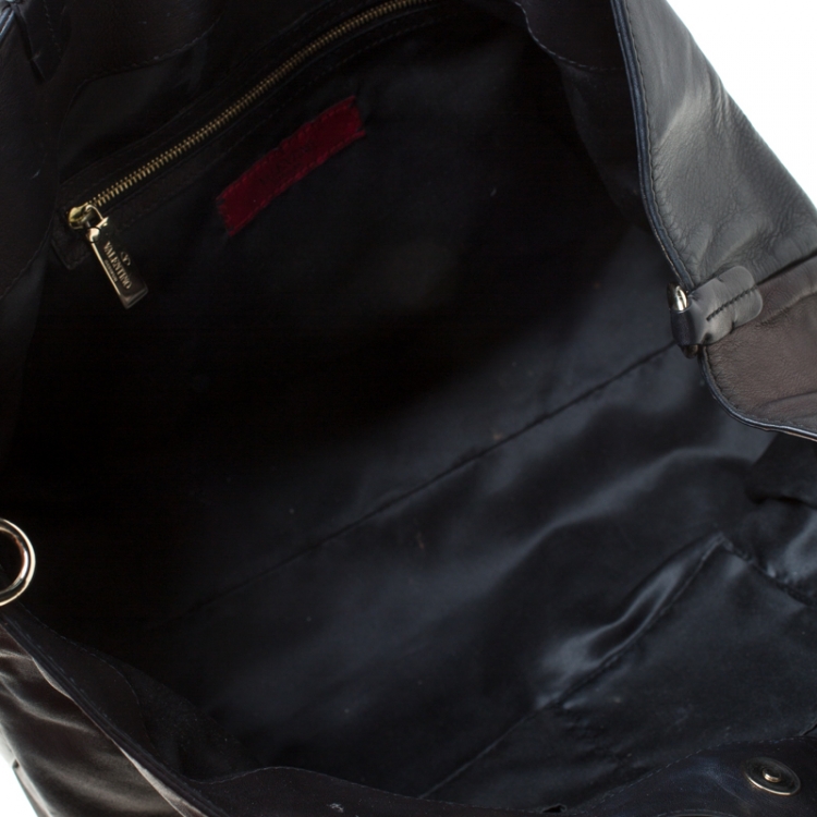 Pre Owned Valentino Black Leather Shopper Tote
