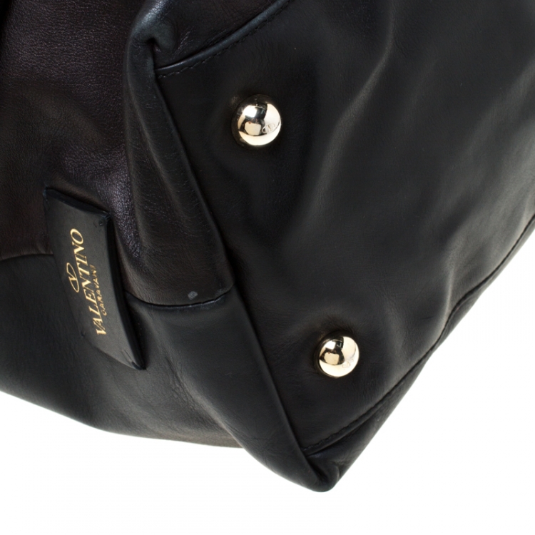 Pre Owned Valentino Black Leather Shopper Tote
