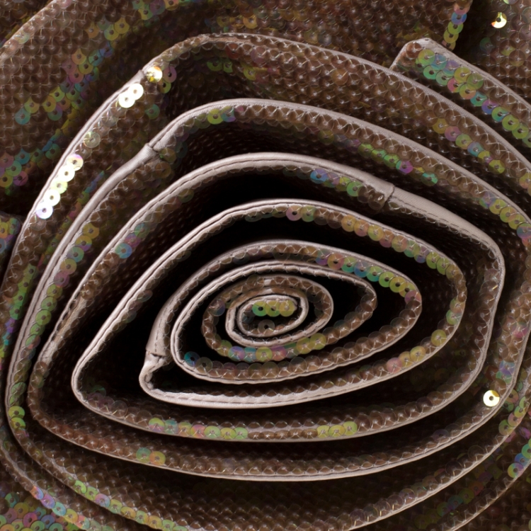 Pre Owned Valentino Beige/Bronze Sequins and Leather Petale Tote