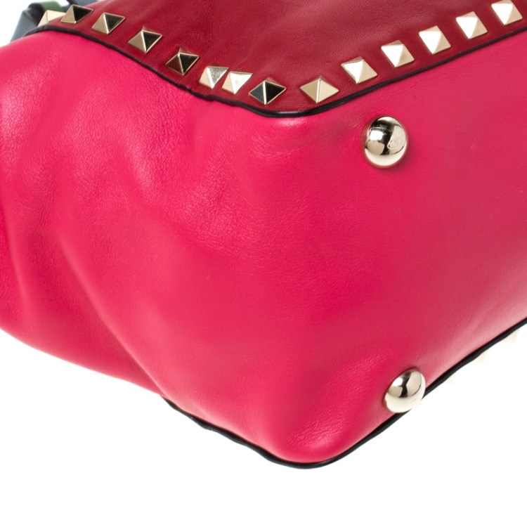 Pre Owned Valentino Multicolor Leather Small Rockstud Trapeze Tote
