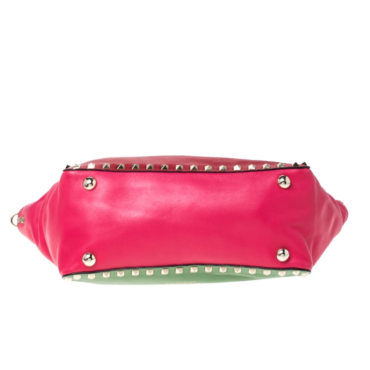 Pre Owned Valentino Multicolor Leather Small Rockstud Trapeze Tote