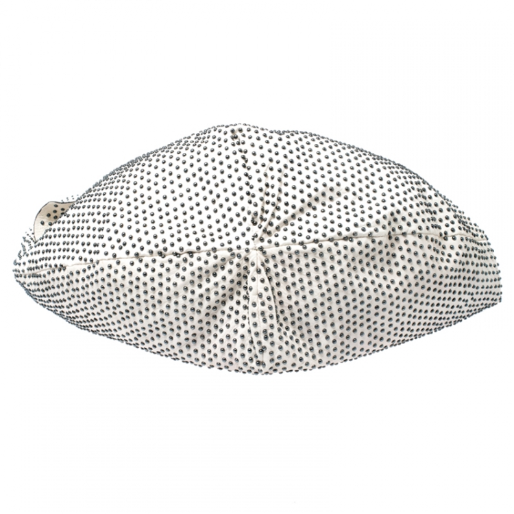 Pre Owned Valentino White Nappa Leather Studded Folie Bow Hobo