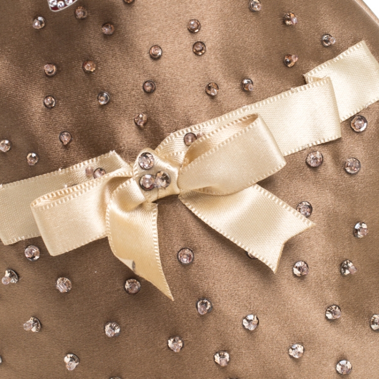 Pre Owned Valentino Brown Satin Beaded Embellished Bag