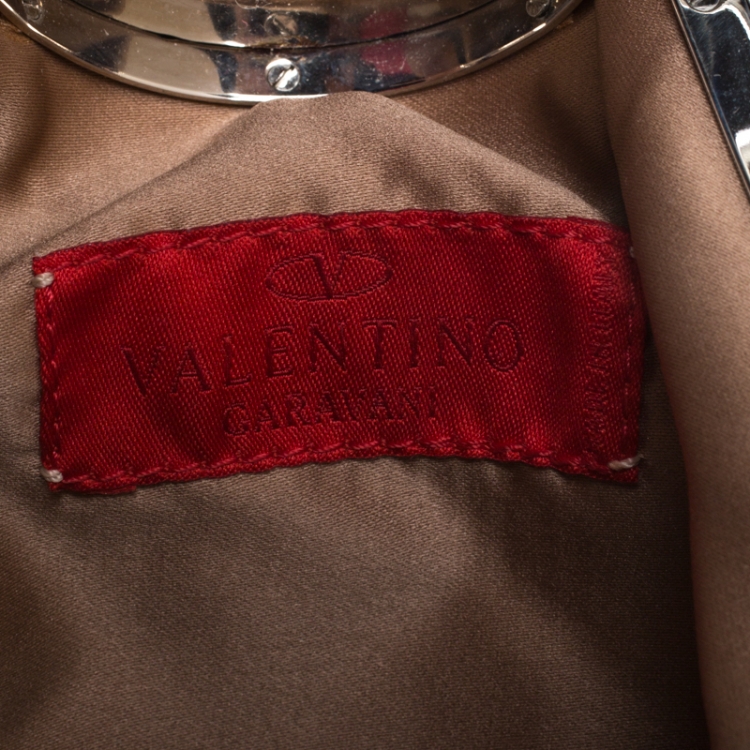 Pre Owned Valentino Brown Satin Beaded Embellished Bag
