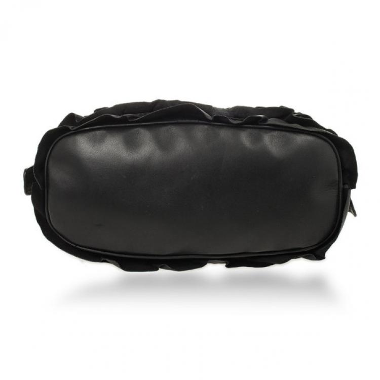 Pre Owned Valentino Black Ruffled Small Satchel