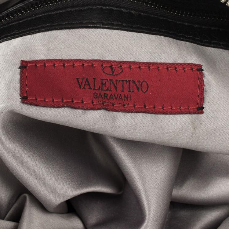 Pre Owned Valentino Black Ruffled Small Satchel