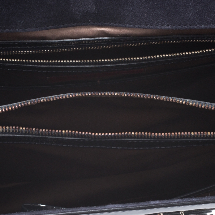 Pre Owned Valentino Black Patent Leather Top Handle Bag