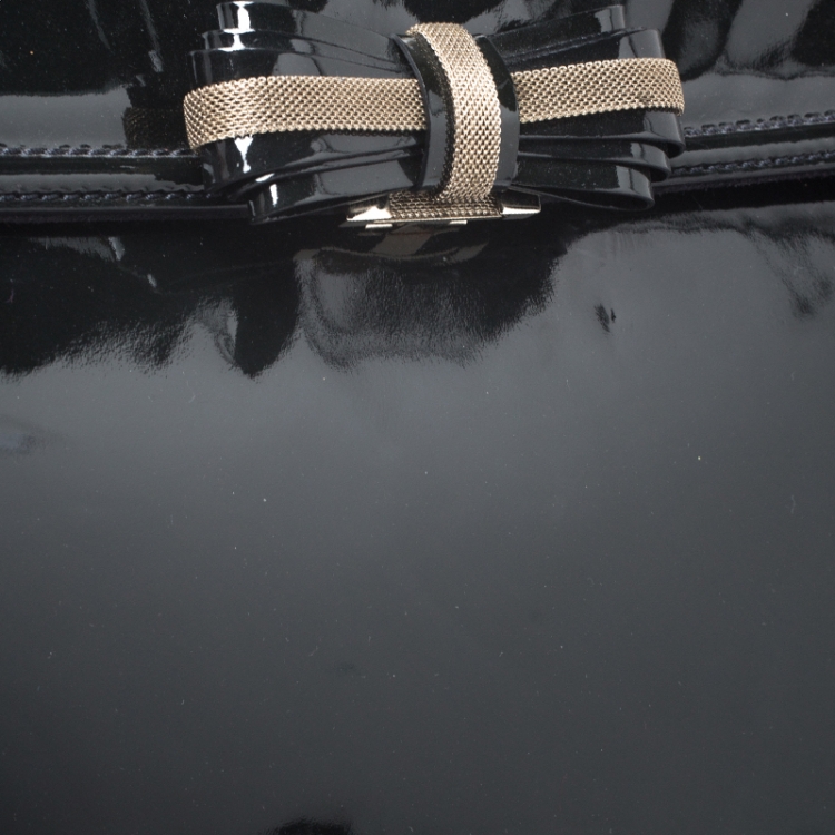 Pre Owned Valentino Black Patent Leather Top Handle Bag